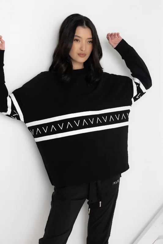 JENGA Long Sleeve Top Black Relaxed Fit Sweatshirts