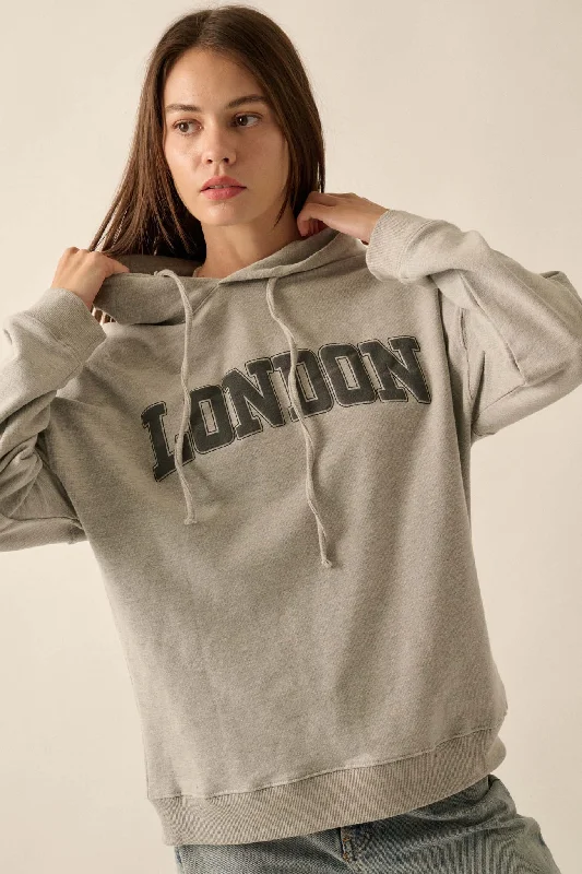 Lost in London Puff-Print Graphic Hoodie Lightweight Hooded Sweatshirt