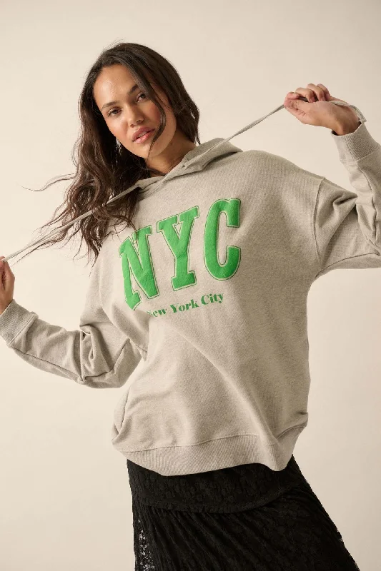 NYC Varsity Puff-Print Graphic Hoodie Classic Women’s Sweatshirt