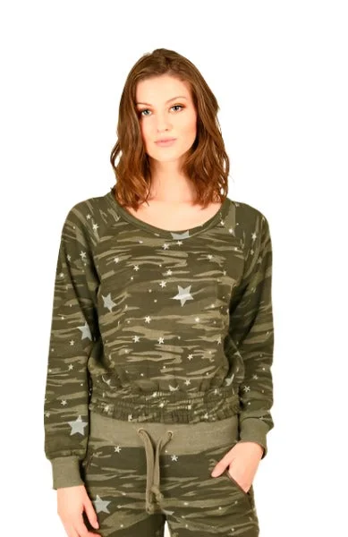 Vintage Havana Camo And Stars Crop Sweatshirt VH7766 Sweatshirt Hoodie Collection