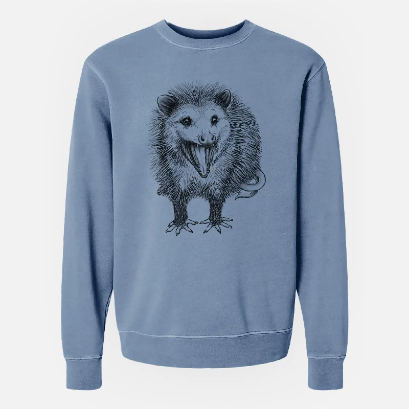 Hissing Opossum - Didelphidae - Unisex Pigment Dyed Crew Sweatshirt Comfy Pullover Sweatshirt