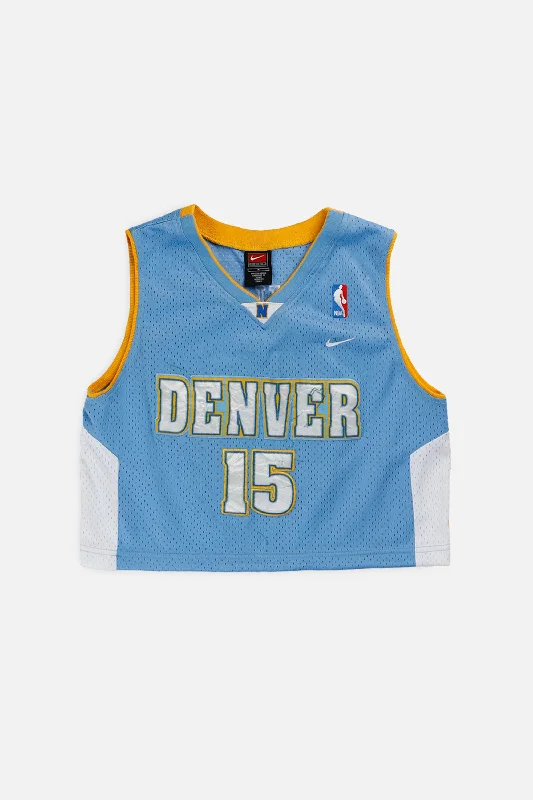 Rework Denver Nuggets NBA Crop Jersey - XS Long Hoodie Sweatshirt