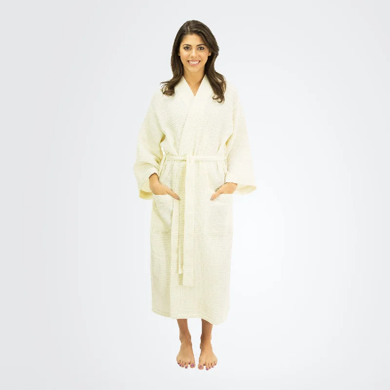 Women's Waffle Weave Kimono Robe Satin Gown Robe