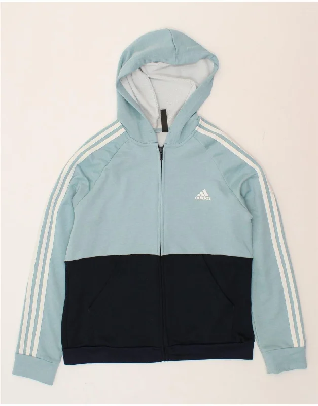 ADIDAS Womens Zip Hoodie Sweater UK 20/22 XL Blue Colourblock Party sweaters