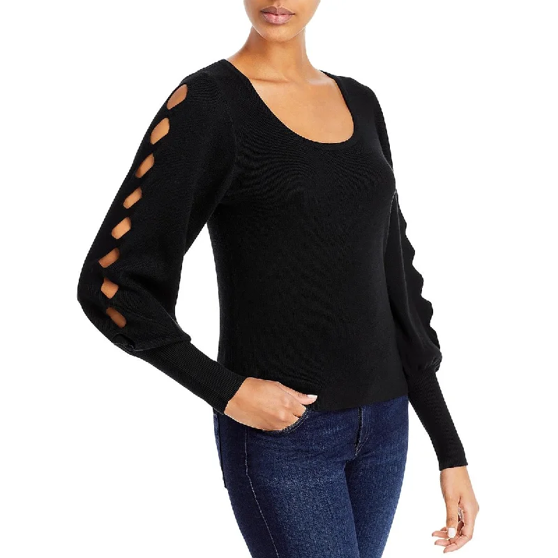 Womens Cut-Out Ribbed Knit Pullover Sweater Holiday sweaters