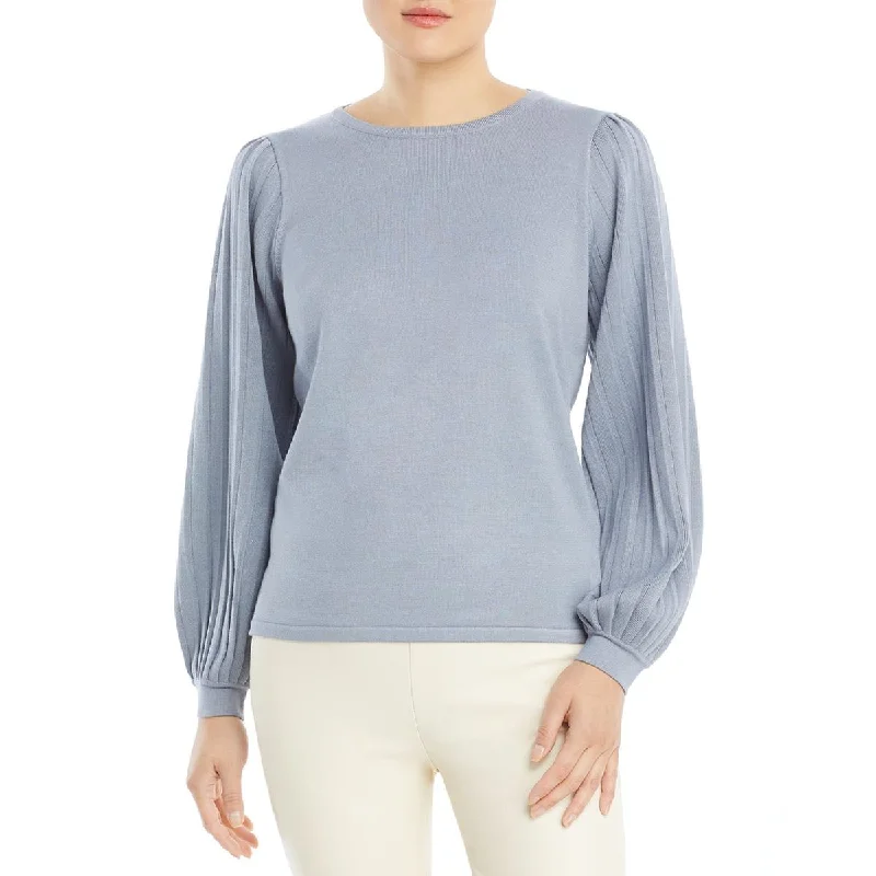 Womens Pleated Sleeve Crewneck Pullover Sweater Formal sweaters