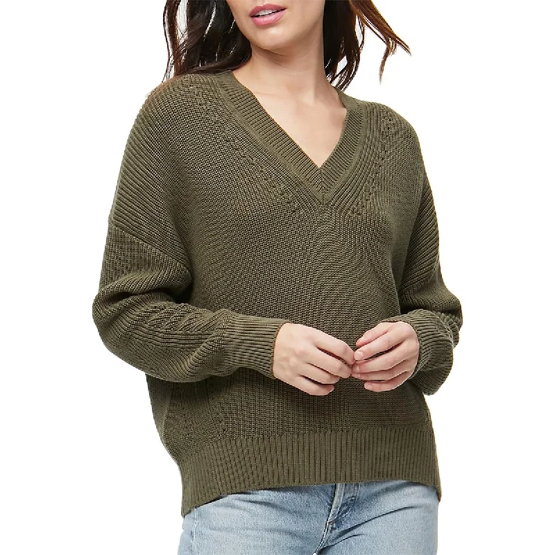 Joss Womens V-Neck Pointelle Pullover Sweater Cashmere sweaters