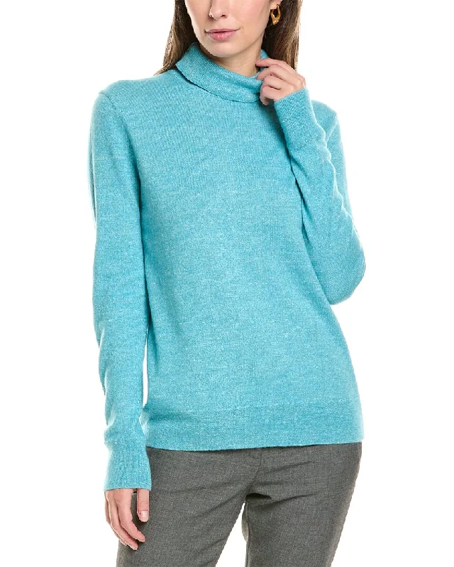 Lafayette 148 New York Turtleneck Cashmere, Linen, & Silk-Blend Sweater Zip-up sweaters