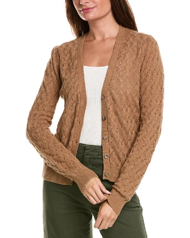 Minnie Rose Pointelle Cashmere-Blend Cardigan Knitted sweaters