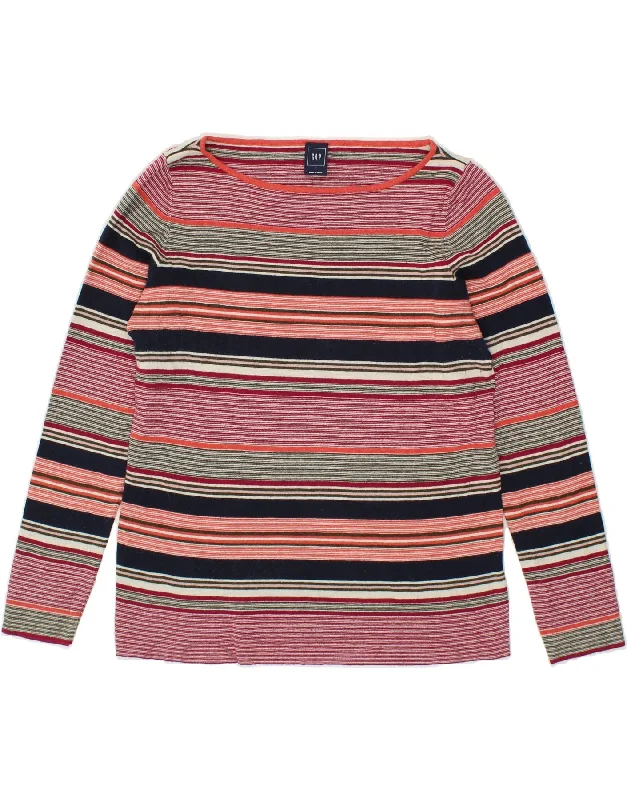 GAP Womens Boat Neck Jumper Sweater UK 14 Large Multicoloured Striped V-neck sweaters