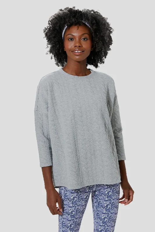 Gray Cable Ally Swing Sweatshirt Thermal sweaters