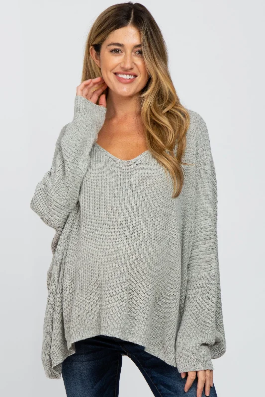 Grey Speckled Oversized Maternity Sweater Thermal insulation sweaters