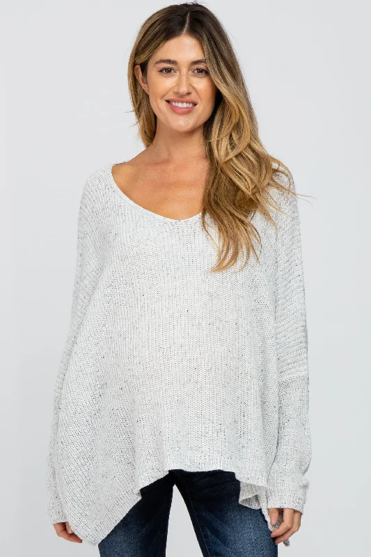 White Speckled Oversized Maternity Sweater Classic sweaters