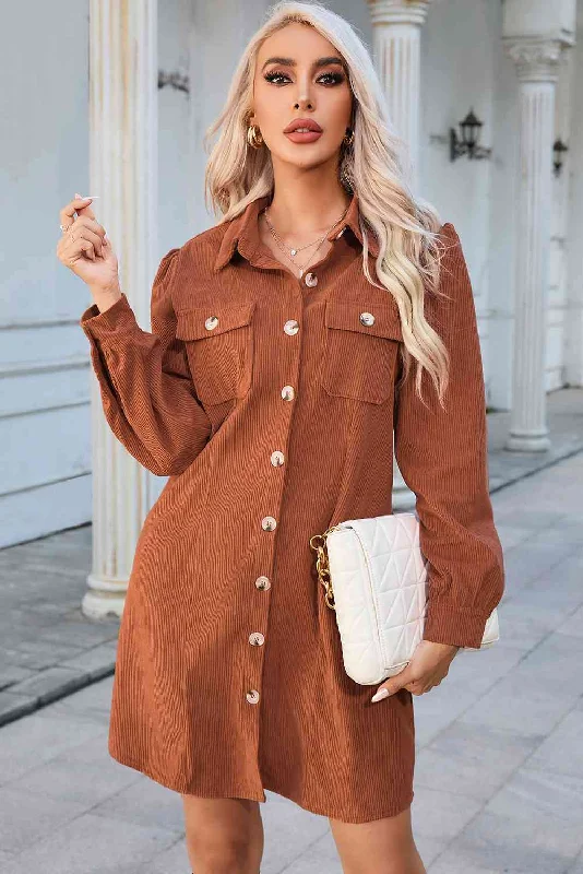 Button Down Puff Sleeve Dress Best mini dresses for summer vacation