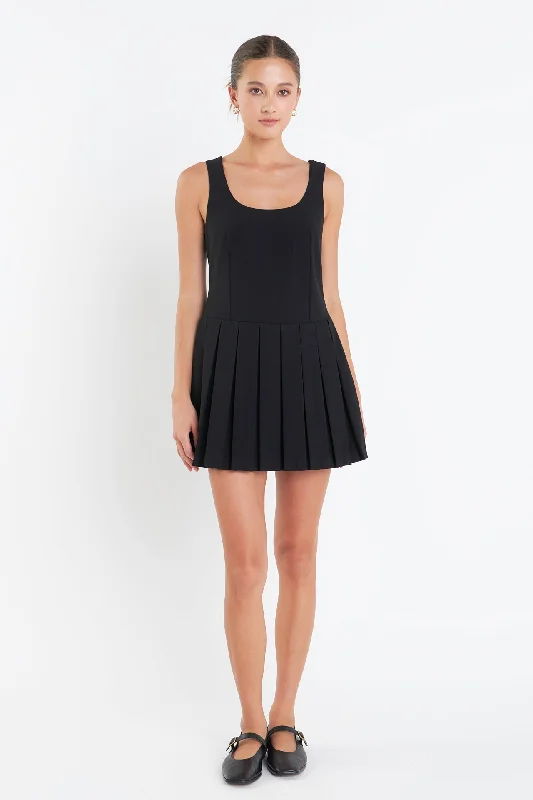 U-Neck Pleated Sleeveless Mini Dress Zara mini dresses