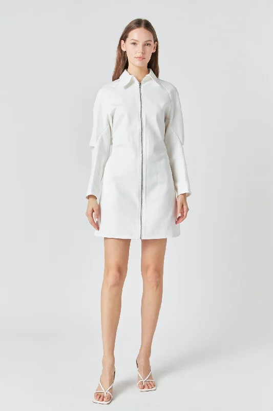 Zip Up Mini Dress Preppy mini dresses