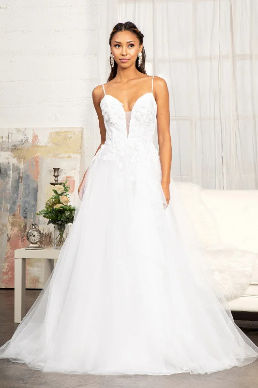 3D Floral A-line Wedding Dress by Elizabeth K GL3013 Simple Wedding Dress