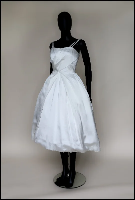 Vintage 1950s Satin Wedding Dress Sparkle Bridal Dress