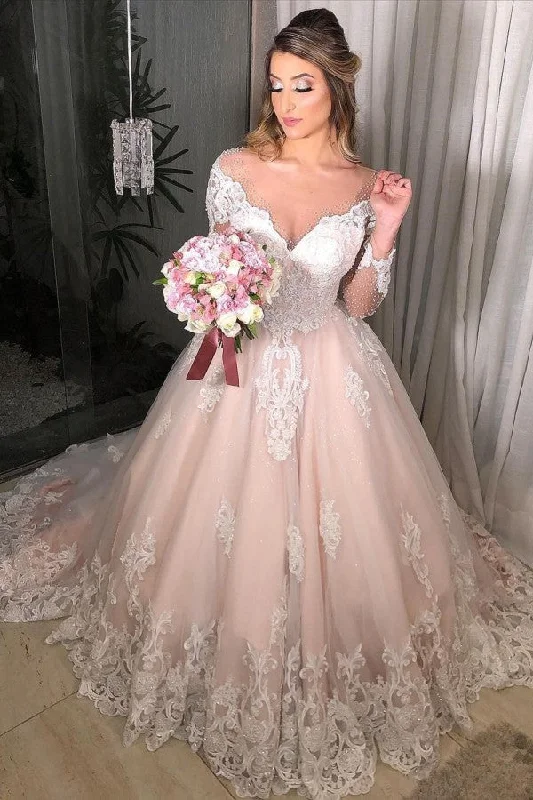 Off-the-Shoulder Sweetheart Wedding Dress Backless With Appliques Lace Ruffles Tulle Lace Train Dress