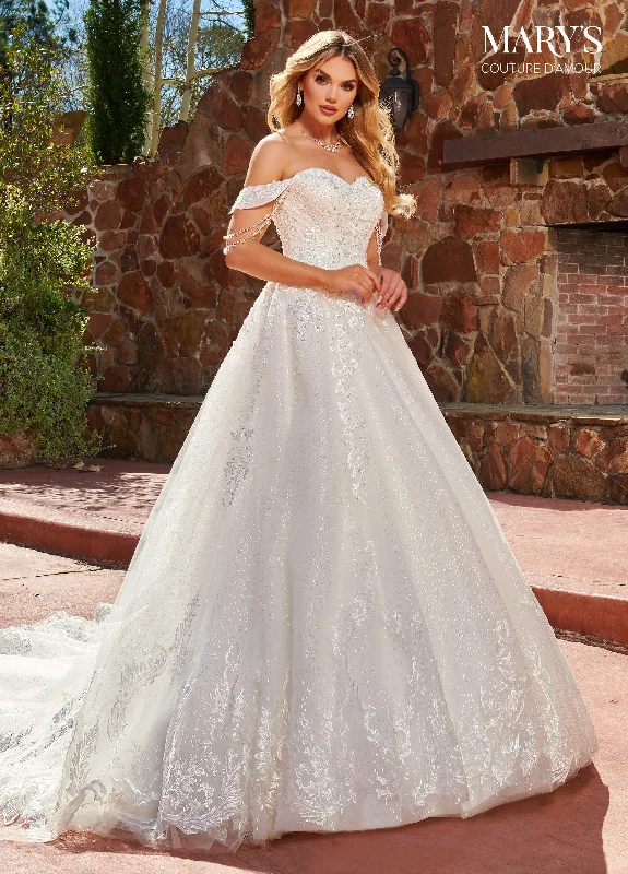 Sequin Sweetheart Bridal Ball Gown by Mary's Bridal MB4137 Long Sleeve Gown