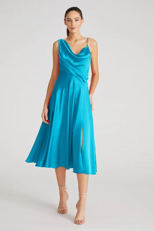 Hayden Satin A Line Midi Dress High-end midi dresses