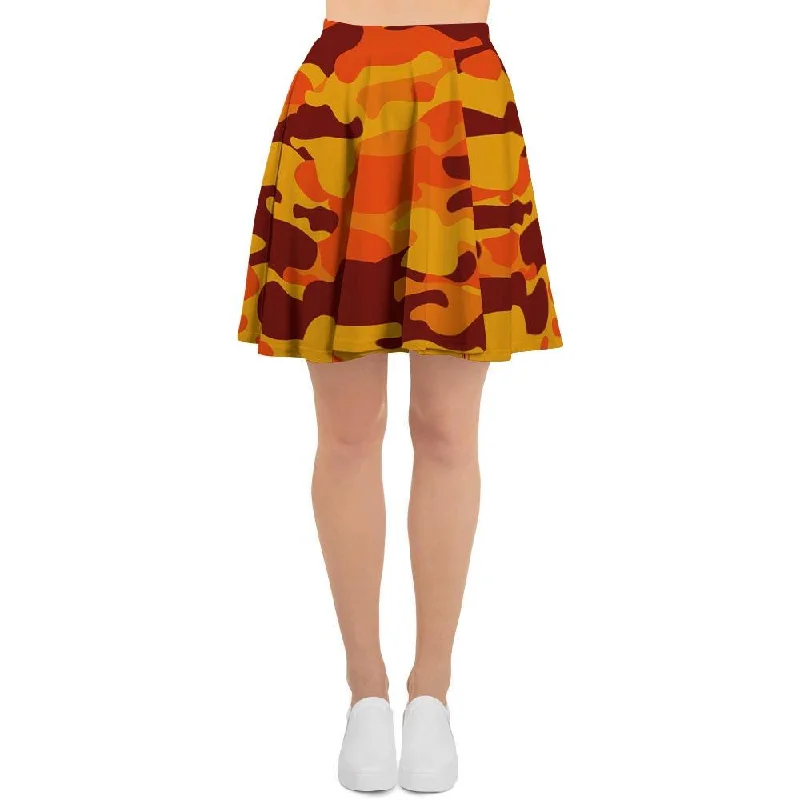 Orange Camo Print Women's Skirt Party unclassified skirts