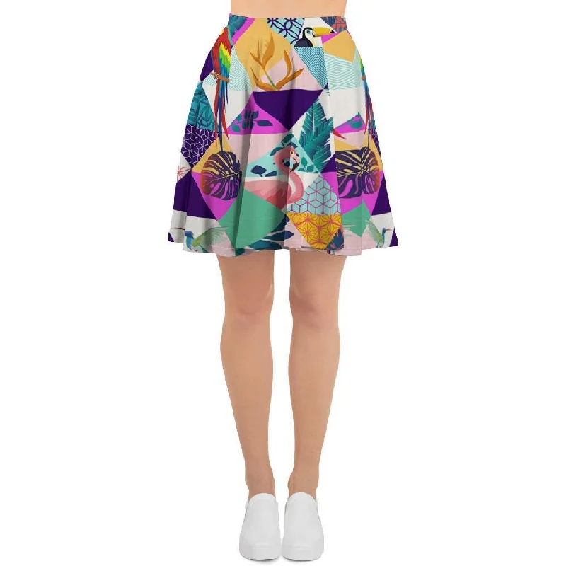 Patchwork Tropical Bird Print Women's Skirt Lace unclassified skirts