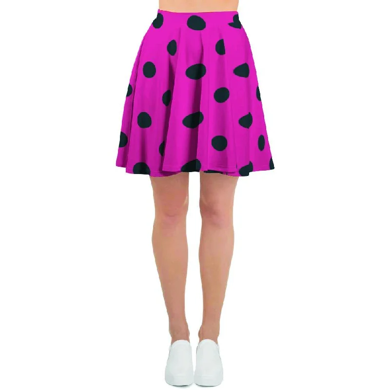 Pink And Black Polka Dot Women's Skirt Velvet unclassified skirts