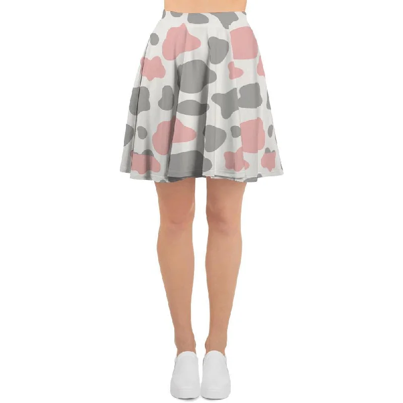 Pink And Grey Cow Print Women's Skirt Short unclassified skirts