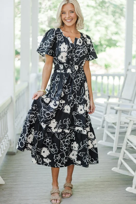 I'll Be Seeing You Black Floral Maxi Dress Edgy maxi dresses