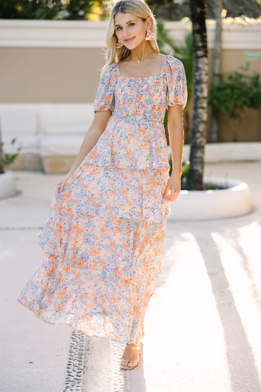 It's Your Day Orange Floral Maxi Dress High-end maxi dresses