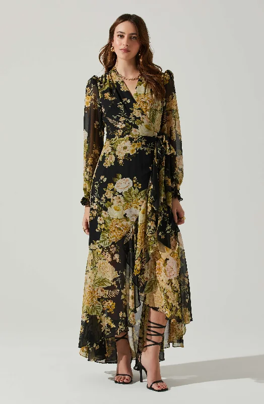 Kamila Long Sleeve Floral Wrap Maxi Dress Fall maxi dresses