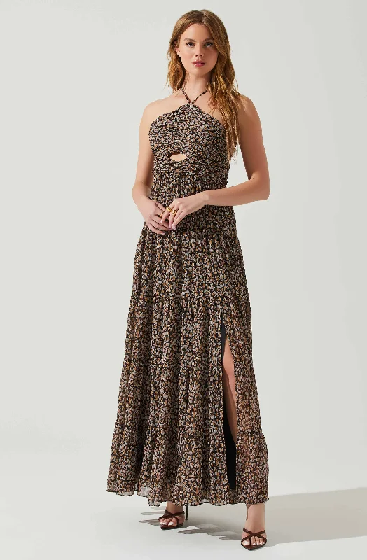 Madeline Center Cutout Floral Maxi Dress Flowy maxi dresses