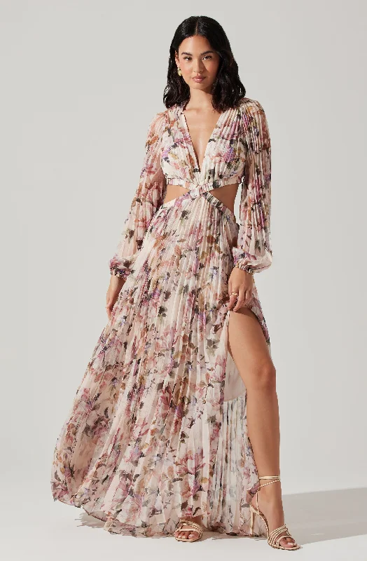 Revery Floral Long Sleeve Maxi Dress Knitted maxi dresses