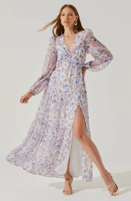 Seona Floral Long Sleeve Maxi Dress Boohoo maxi dresses