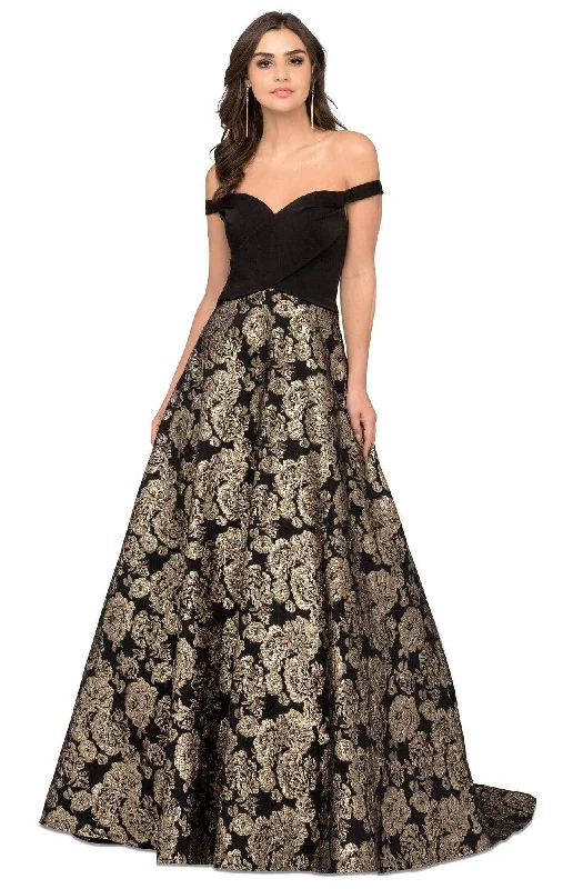 Cecilia Couture - 1483 Off-Shoulder Printed Ballgown With Train Graduation party dresses