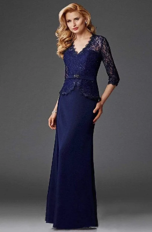 Clarisse - Lace Peplum Cutout Gown M6444 - 1 pc Navy In Size 10 Available High-end party dresses