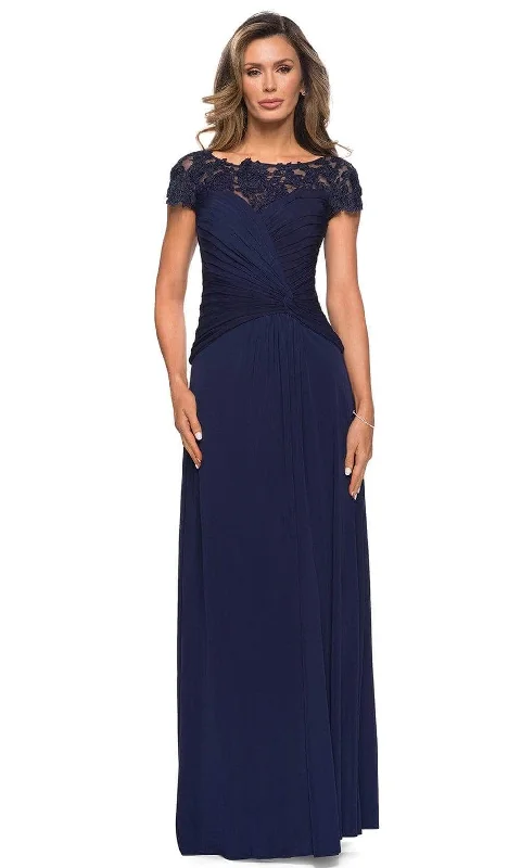 La Femme - Knot-Ornate Ruched Evening Dress 28029SC Wrap party dresses