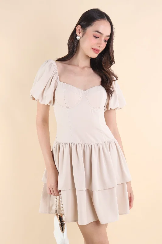 ABRIELLE BUSTIER DRESS IN GREIGE Comfortable unclassified dresses