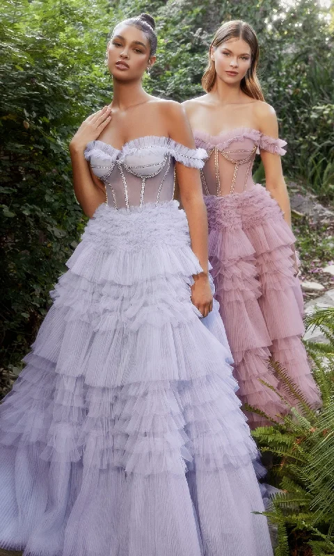 Pastel Off-the-Shoulder Ruffled Ball Gown A1150 Popular unclassified dresses