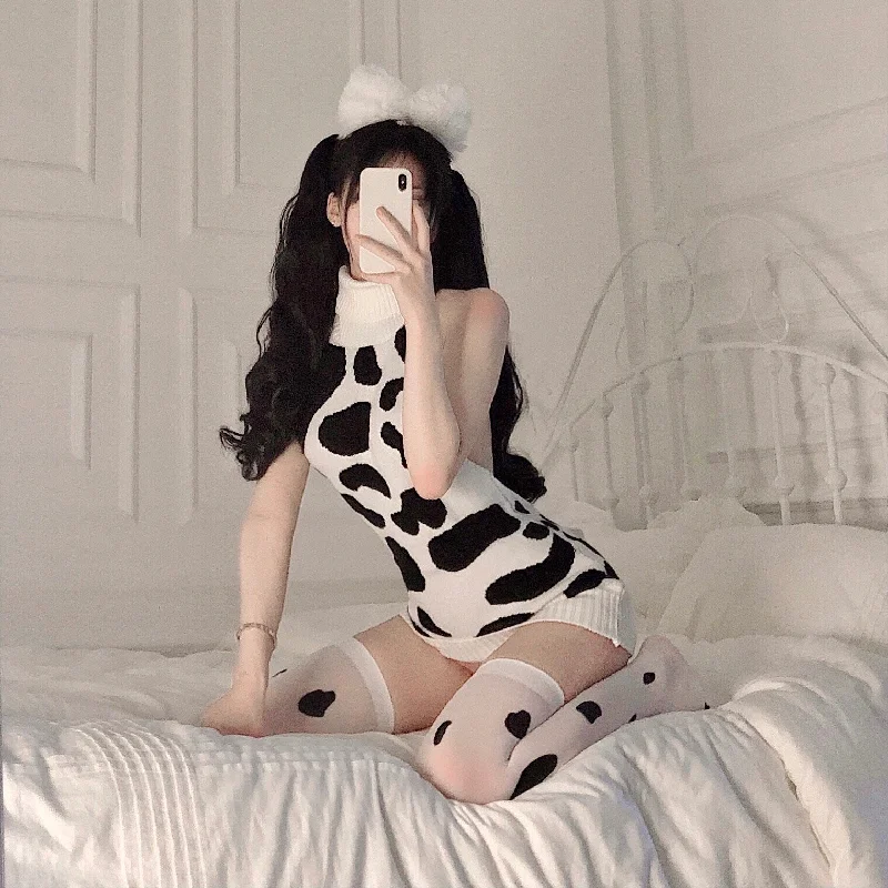 Anime cow knitted dress suit yv30436 Preppy unclassified dresses