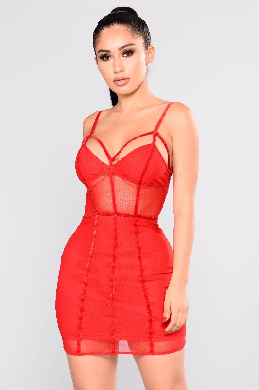 Avenge Mesh Dress - Red Fashionable unclassified dresses