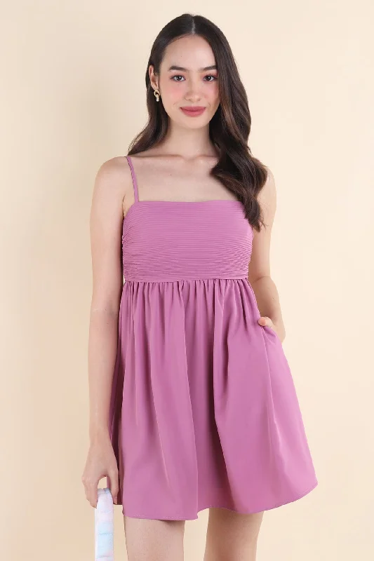 BEA PLEATED BABYDOLL DRESS IN MAGENTA Luxury unclassified dresses