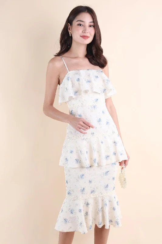 BEAUDEN RUFFLES DRESS IN BLUE Vacation unclassified dresses