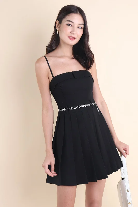 BERT PLEATED CAMI DRESS IN BLACK Comfortable unclassified dresses