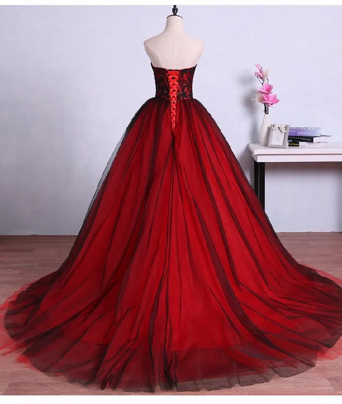 Charming Sweetheart Red and Black Gown, Sweet 16 Dress, Formal Dress Affordable unclassified dresses