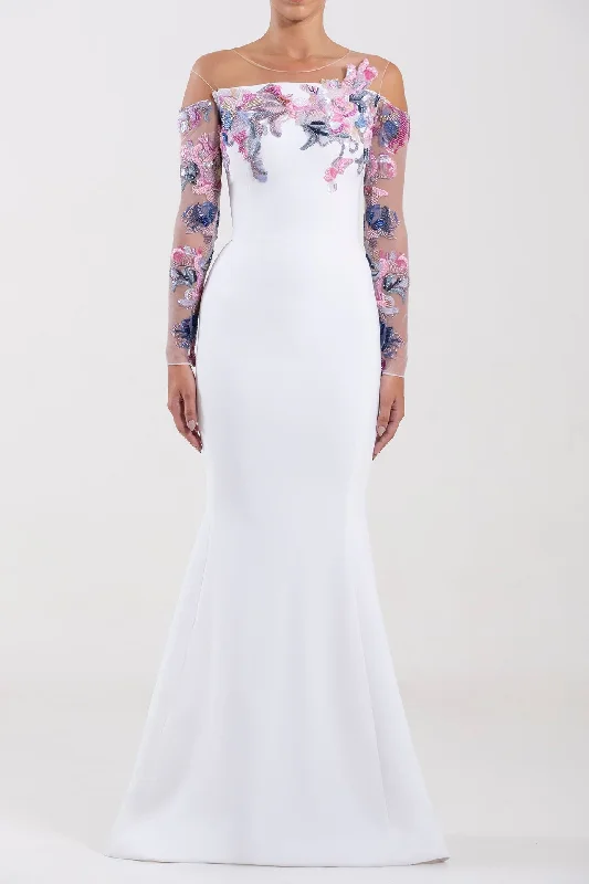 Chromatic beaded sleeves mermaid dress Cocktail unclassified dresses