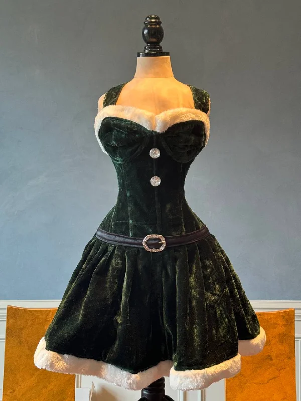 Green velvet Christmas dress corset. Corset is made personally according to your measurements. Budget-friendly unclassified dresses