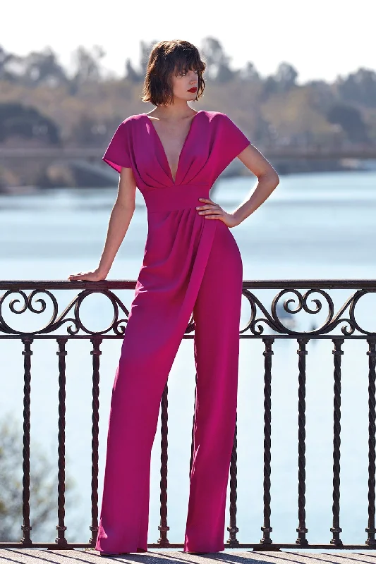 Crepe jumpsuit with pleats details Party unclassified dresses