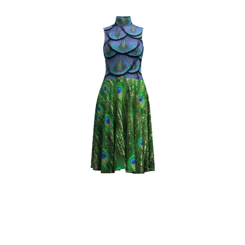 Peacock Feather Dress One-shoulder unclassified dresses